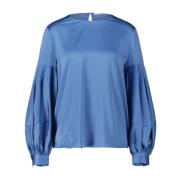 Zijden blouse met Biedermeier-mouwen Herzen's Angelegenheit , Blue , D...