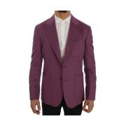 Paarse Cashmere Slim Fit Blazer Jas Dolce & Gabbana , Purple , Heren