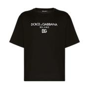 Zwarte Katoenen T-shirt met Logo Dolce & Gabbana , Black , Heren