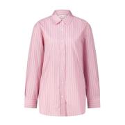 Gestreepte Katoenen Overhemdblouse Samsøe Samsøe , Pink , Dames