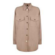 Beige Shirt met Gouden Knopen Pinko , Beige , Dames