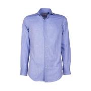 Italiaans katoenen linnen slim fit overhemd Made in Italia , Blue , He...