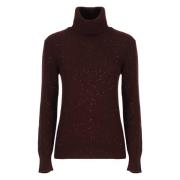 Bordeaux Sweater met Pailletten Fabiana Filippi , Red , Dames