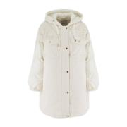 Bloemenapplicatie Bi-Materiaal Parka Ermanno Scervino , White , Dames