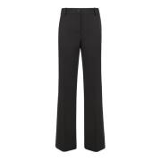 Zwarte Wollen Flared Broek met Zakken P.a.r.o.s.h. , Black , Dames