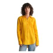 Oversized Linnen Shirt Gant , Yellow , Dames