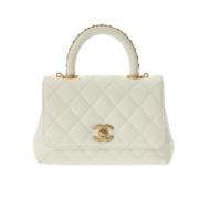 Pre-owned Leather handbags Chanel Vintage , White , Dames