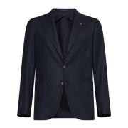 Blauwe Half-Gevoerde Blazer Tagliatore , Blue , Heren