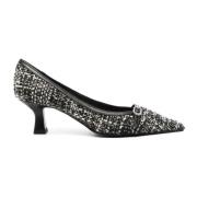 Zwarte Tweed Jessy Pumps met Hak Roberto Festa , Black , Dames