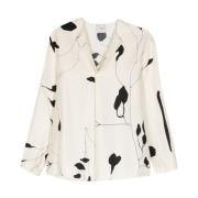 Bladeren Print Shirt Alysi , White , Dames