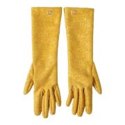 Gouden Lurex Mid Arm Handschoenen Dolce & Gabbana , Yellow , Dames