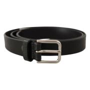 Elegante zwarte leren riem met metalen gesp Dolce & Gabbana , Black , ...