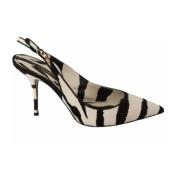 Zebra Print Slingback Heels Sandals Dolce & Gabbana , Black , Dames