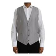 Grijze Wol Formele Vest Dolce & Gabbana , Gray , Heren