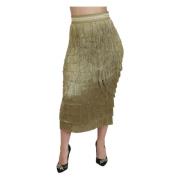 Gouden hoge taille geribbelde midi rok Dolce & Gabbana , Yellow , Dame...