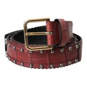 Alligatorleren riem met metalen gesp Dolce & Gabbana , Brown , Heren