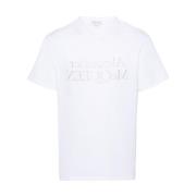 Logo Print Wit T-shirt Alexander McQueen , White , Heren