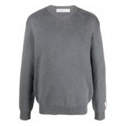 Crew Neck Cotton Knit Sweater Golden Goose , Gray , Heren