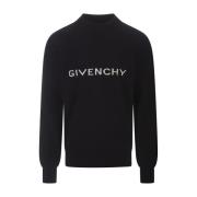 Zwarte Wol Crew-Neck Pullover Sweater Givenchy , Black , Heren