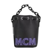 Mini Chain Bucket Drawstring Schoudertas MCM , Black , Dames