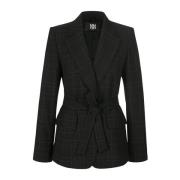 Geruite Ceintuur Blazer Riani , Black , Dames