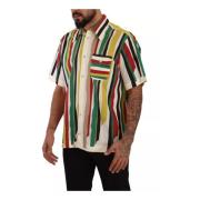 Gestreept Casual Shirt Multicolor Korte Mouw Dolce & Gabbana , Multico...