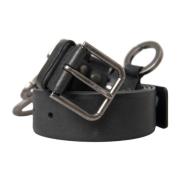 Zwarte Leren Riem met Metalen Gesp Dolce & Gabbana , Black , Heren