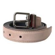 Beige Suède Leren Zilveren Gesp Riem Mannen Dolce & Gabbana , Beige , ...