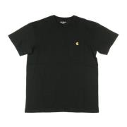 Zwart/Goud Korte Mouw T-shirt Zachte Pasvorm Carhartt Wip , Black , He...