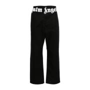 Zwarte Logo Print Broek Palm Angels , Black , Heren