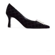 Zwarte Velvet Lilly Pumps met Edelstenen Roberto Festa , Black , Dames