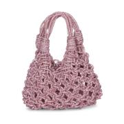 Luxe Mini Macramé Kristal Tas Hibourama , Pink , Dames