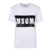 Witte Katoenen Logo T-shirt Msgm , White , Dames