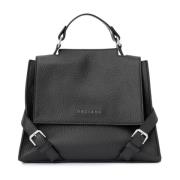 Zwarte Korrelige Leren Small Sense Tas Orciani , Black , Dames