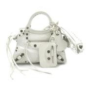 Pre-owned Leather shoulder-bags Balenciaga Vintage , White , Dames