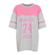 Sportieve Oversized T-shirt met Strepen Ball , Pink , Dames