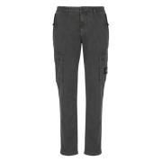 Grijze Cargo Broek met Logo Patch Stone Island , Gray , Heren