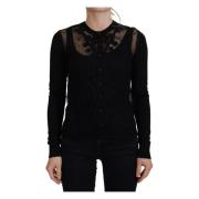 Elegante Zwarte Bloemen Kant Vest Dolce & Gabbana , Black , Dames