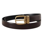 Elegante donkerbruine leren riem Dolce & Gabbana , Brown , Heren