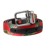 Rood Leren Jacquard Metalen Gesp Riem Dolce & Gabbana , Red , Heren