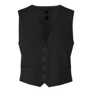 Aansluitende Vest met V-Hals Marc Cain , Black , Dames