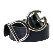 Blauw Leren Logo Gesp Riem Dolce & Gabbana , Blue , Heren