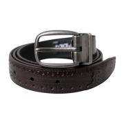 Geperforeerde Leren Riem Metalen Gesp Dolce & Gabbana , Brown , Heren