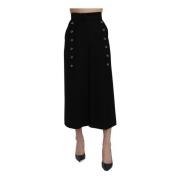 Zwarte Wide Leg Cropped Broek Dolce & Gabbana , Black , Dames