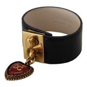 Zwart leren armband met gouden details Dolce & Gabbana , Black , Dames