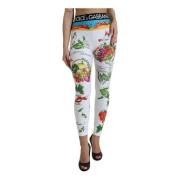 Witte High Waist Printed Leggings Dolce & Gabbana , White , Dames