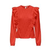 Grace Longsleeve Top Fiesta Rood Only , Red , Dames