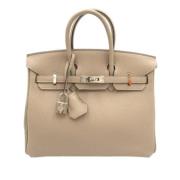 Pre-owned Leather handbags Hermès Vintage , Gray , Dames