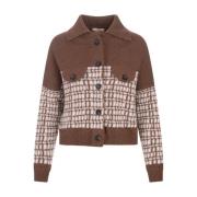 Bruine Cashmere Tweed Jas Fedeli , Brown , Dames