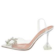 Pre-owned Leather heels Amina Muaddi Pre-owned , White , Dames